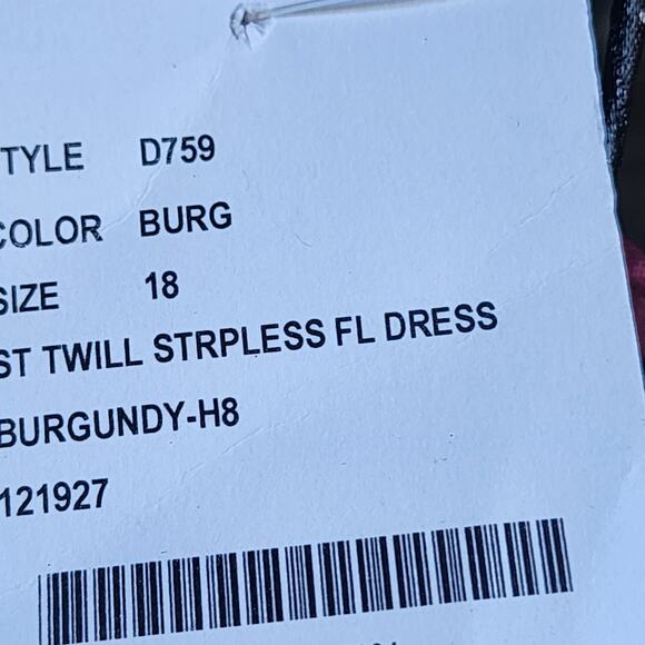 Alfred Sung D759 Satin Twill Strapless Burgundy Trumpet Slit Dress Gown Size 18 - Picture 6 of 7